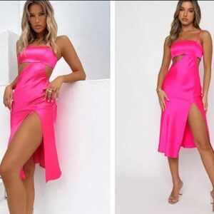 White Fox Boutique Hot Pink Cutout Dress